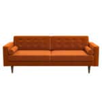 Mid Century Modern Orange Velvet Sofa with Removable Legs
