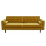 Gold Velvet Mid Century Modern Sofa with Removable Legs
