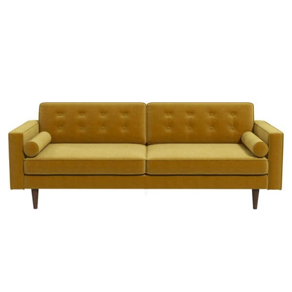 Gold Velvet Mid Century Modern Sofa with Removable Legs