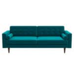 Teal Velvet Mid Century Modern Sofa with Removable Legs