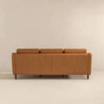 Tan Leather Mid Century Modern Sofa with Removable Legs