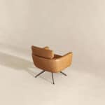 Tan Leather Mid-Century Swivel Lounge Chair