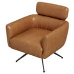 Tan Leather Mid-Century Swivel Lounge Chair