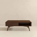 Brown Solid Wood Mid-Century Modern Coffee Table