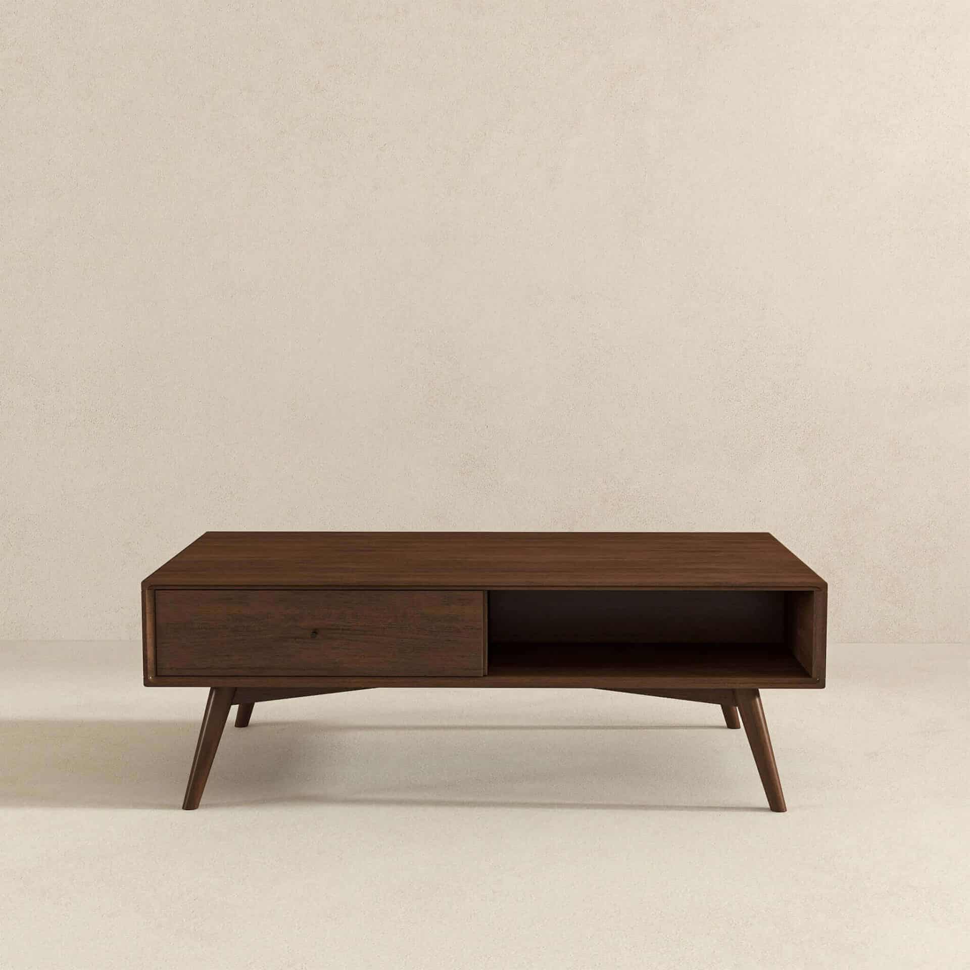 Brown Solid Wood Mid-Century Modern Coffee Table 6 Brown Solid Wood Mid-Century Modern Coffee Table - Image 6