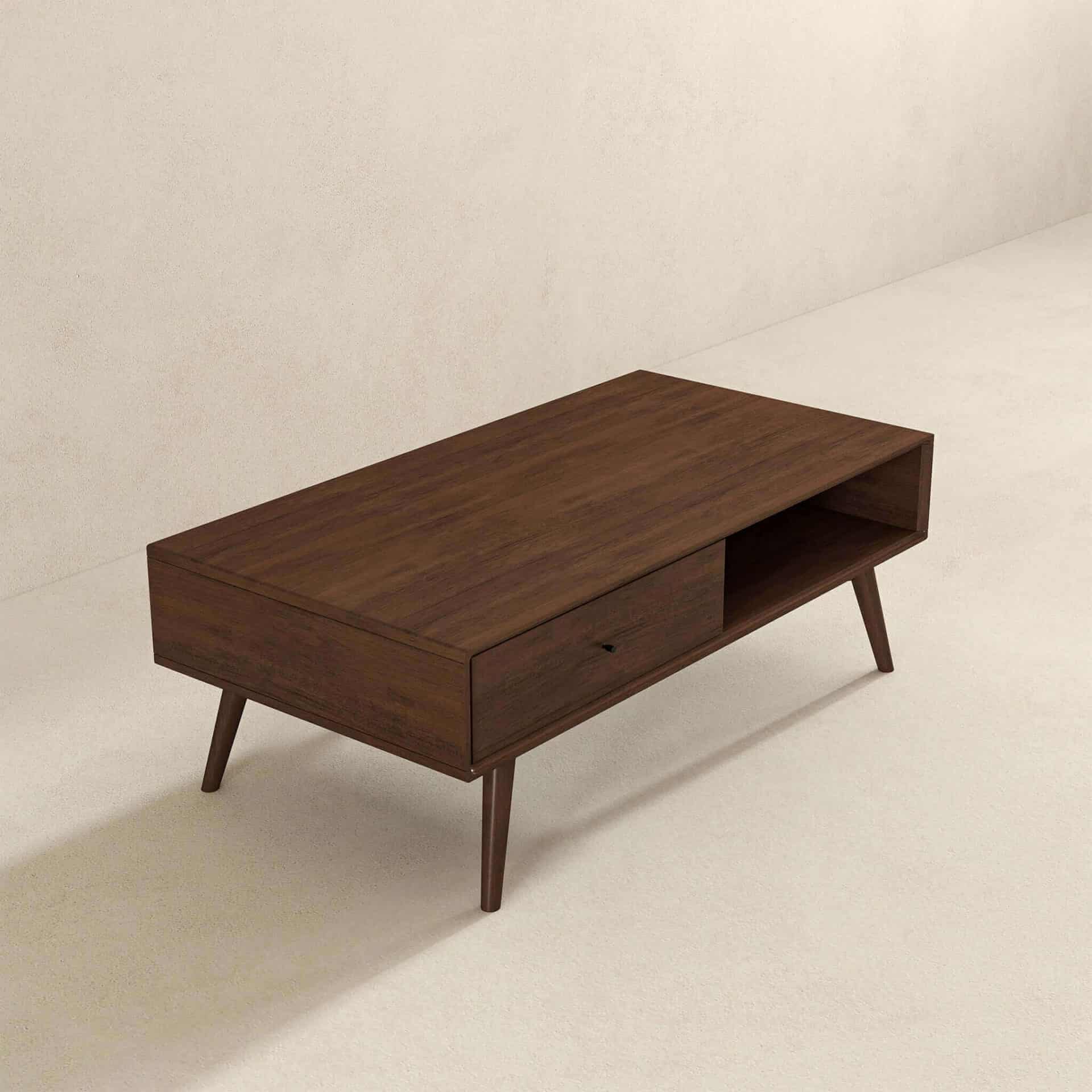 Brown Solid Wood Mid-Century Modern Coffee Table 7 Brown Solid Wood Mid-Century Modern Coffee Table - Image 7