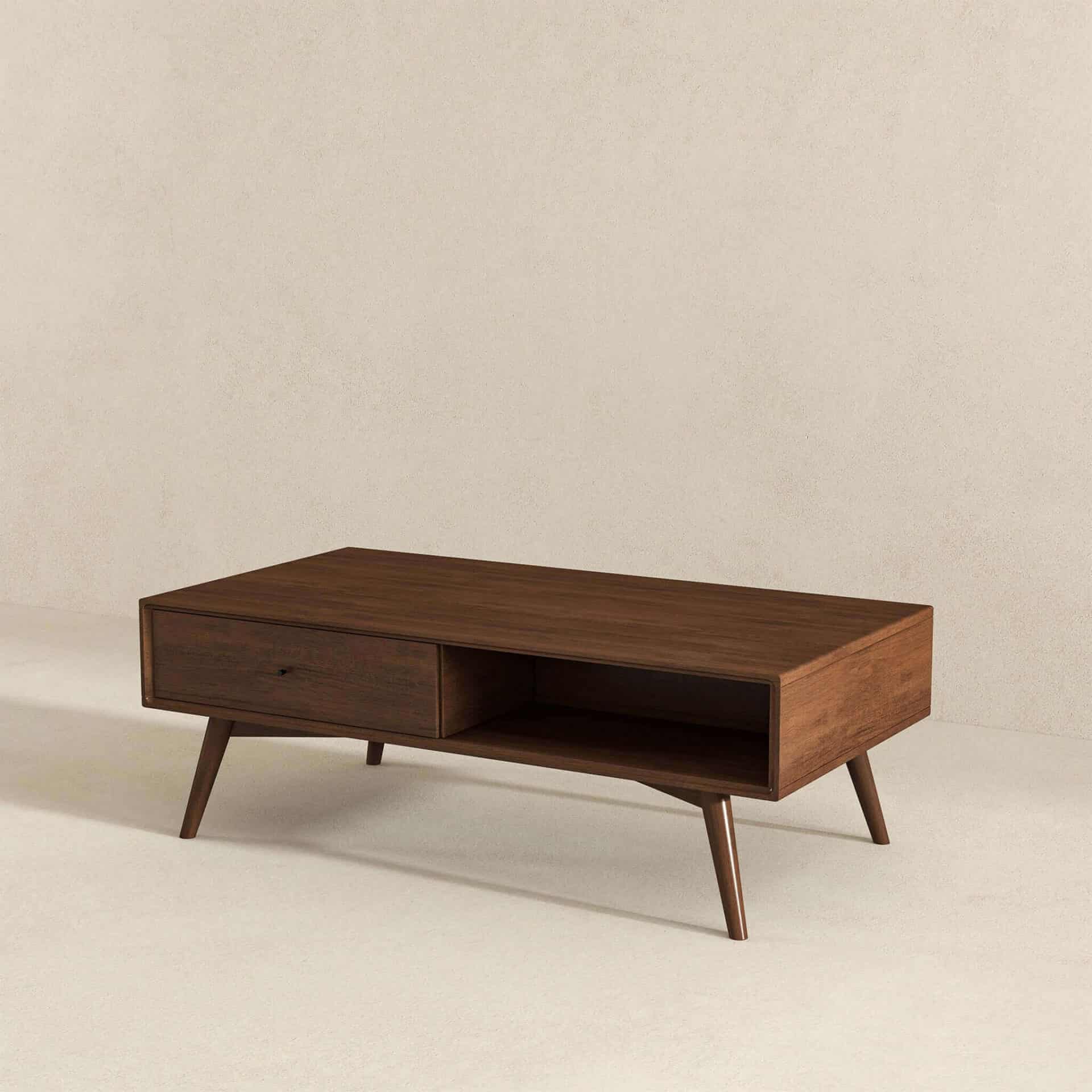 Brown Solid Wood Mid-Century Modern Coffee Table 5 Brown Solid Wood Mid-Century Modern Coffee Table - Image 5