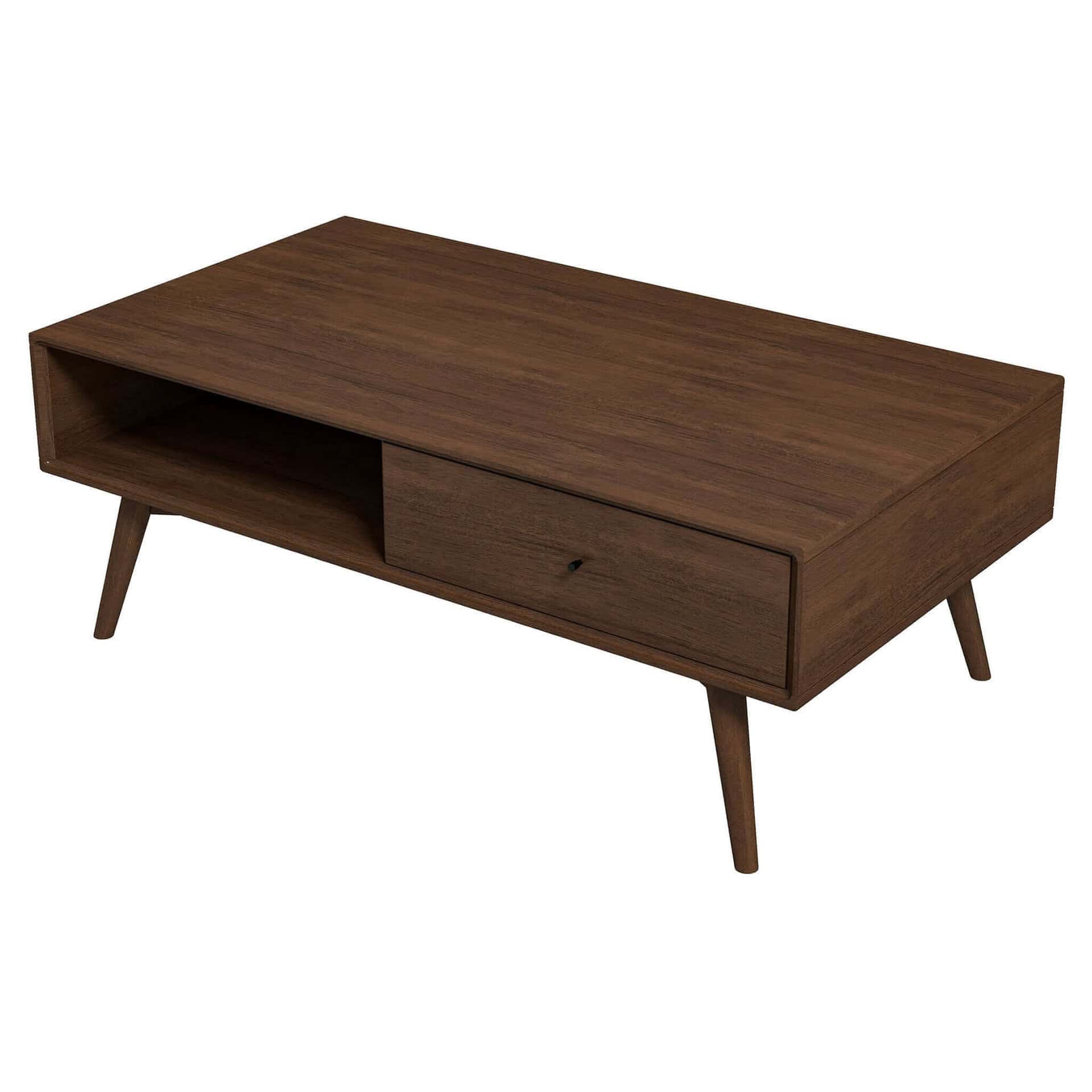 Brown Solid Wood Mid-Century Modern Coffee Table 9 Brown Solid Wood Mid-Century Modern Coffee Table