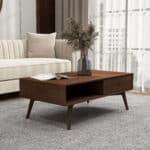 Brown Solid Wood Mid-Century Modern Coffee Table