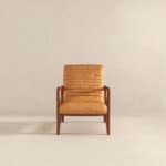 Tan Leather Mid-Century Lounge Chair with Solid Wood Frame 12 Tan Leather Mid-Century Lounge Chair with Solid Wood Frame