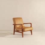 Tan Leather Mid-Century Lounge Chair with Solid Wood Frame 11 Tan Leather Mid-Century Lounge Chair with Solid Wood Frame