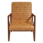 Tan Leather Mid-Century Lounge Chair with Solid Wood Frame 13 Tan Leather Mid-Century Lounge Chair with Solid Wood Frame