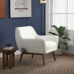 White Boucle Mid-Century Modern Accent Armchair for Living Room 5 White Boucle Mid-Century Modern Accent Armchair for Living Room