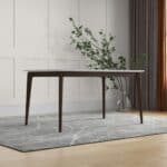 White Solid Wood Dining Table with Walnut Legs 10 White Solid Wood Dining Table with Walnut Legs