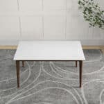 White Solid Wood Dining Table with Walnut Legs 7 White Solid Wood Dining Table with Walnut Legs