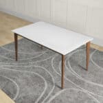 White Solid Wood Dining Table with Walnut Legs 9 White Solid Wood Dining Table with Walnut Legs