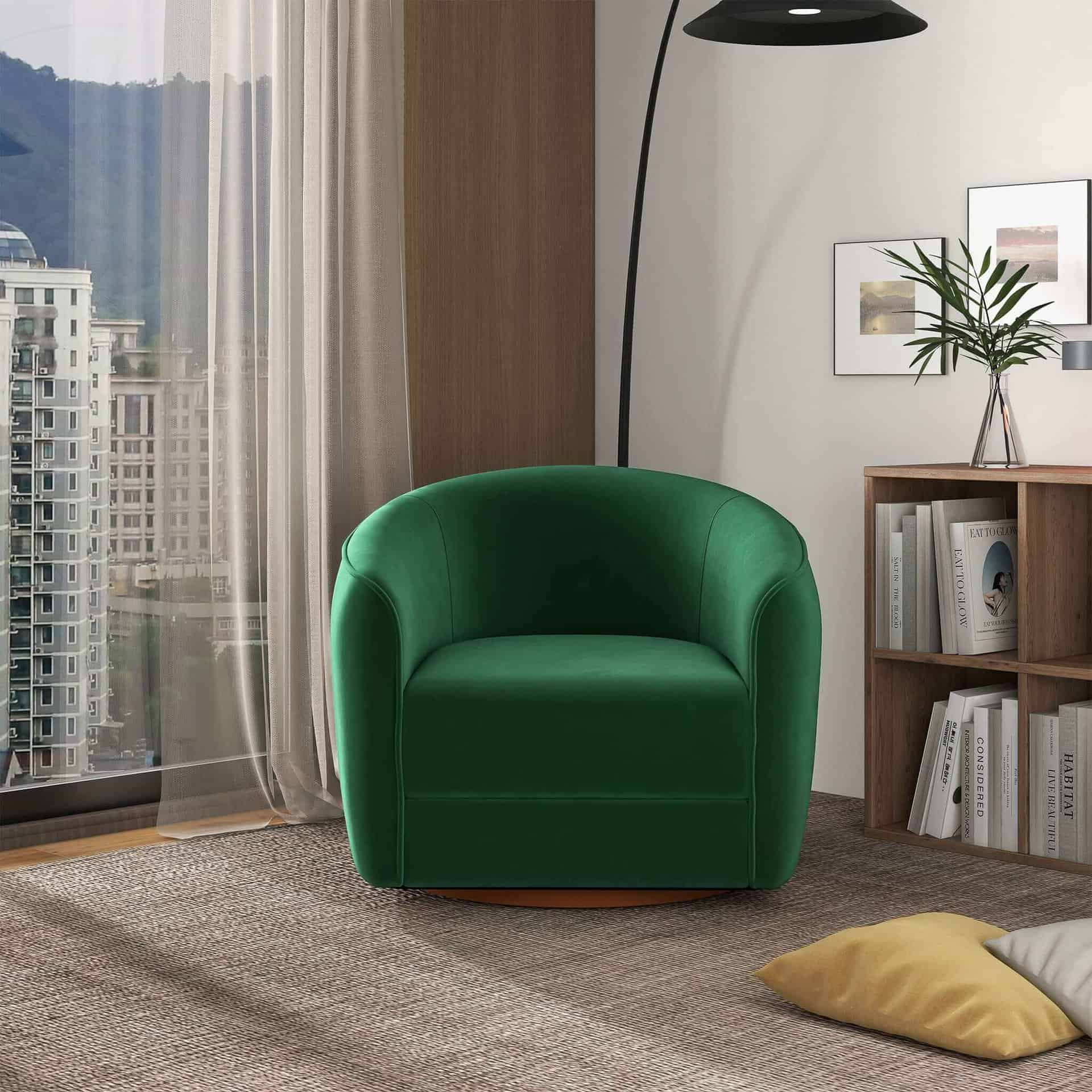 Green Velvet Mid Century Modern Swivel Accent Armchair 9 Green Velvet Mid Century Modern Swivel Accent Armchair