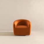 Mid Century Modern Orange Velvet Swivel Accent Armchair