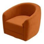 Mid Century Modern Orange Velvet Swivel Accent Armchair