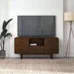Brown Solid Wood Mid Century Modern TV Stand 11 Brown Solid Wood Mid Century Modern TV Stand