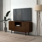 Brown Solid Wood Mid Century Modern TV Stand 10 Brown Solid Wood Mid Century Modern TV Stand
