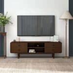 Brown Solid Wood Mid Century Modern Low Profile TV Stand