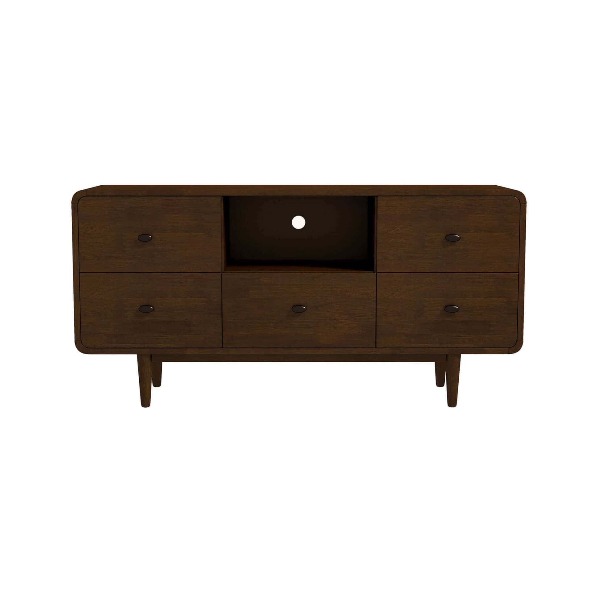 Brown Solid Wood Mid Century Modern TV Stand 1 Brown Solid Wood Mid Century Modern TV Stand
