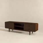 Brown Solid Wood Mid Century Modern Low Profile TV Stand