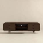 Brown Solid Wood Mid Century Modern Low Profile TV Stand