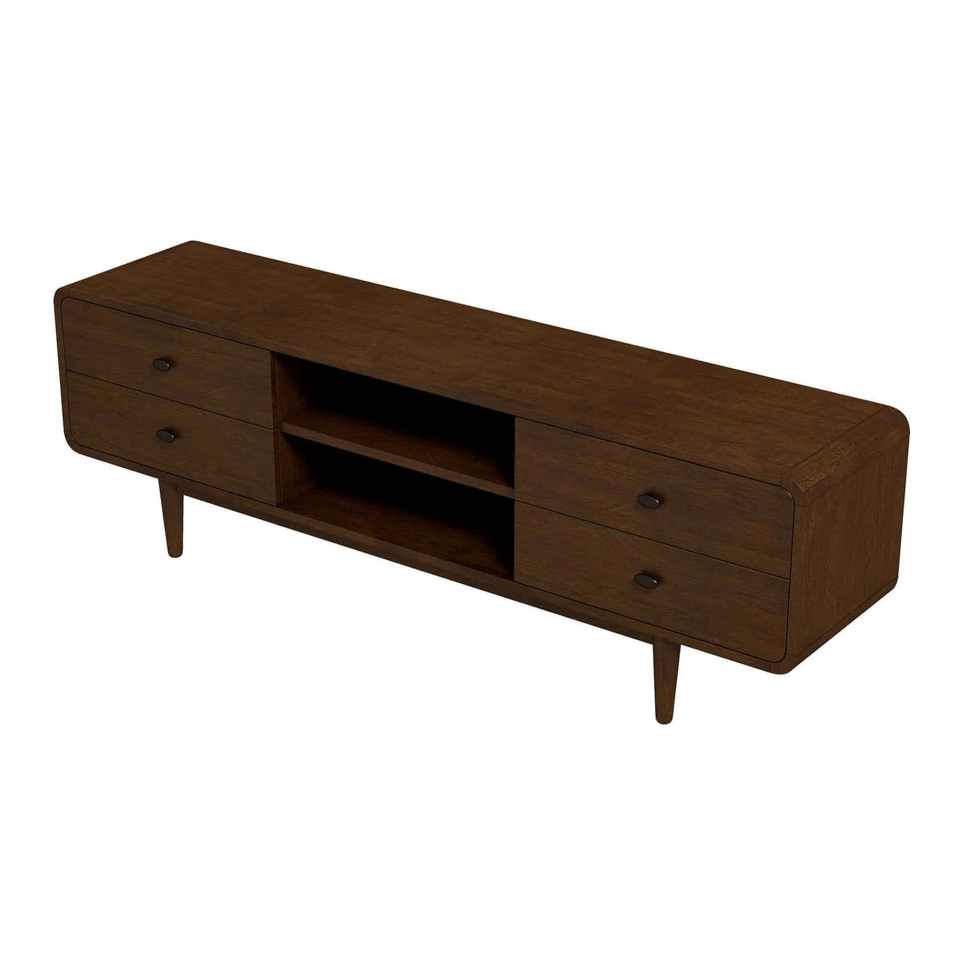 Brown Solid Wood Mid Century Modern Low Profile TV Stand 13 Brown Solid Wood Mid Century Modern Low Profile TV Stand