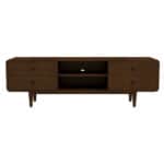 Brown Solid Wood Mid Century Modern Low Profile TV Stand