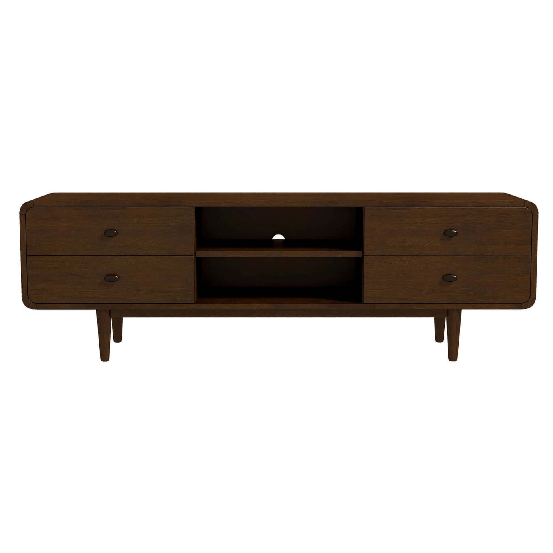Brown Solid Wood Mid Century Modern Low Profile TV Stand 7 Brown Solid Wood Mid Century Modern Low Profile TV Stand - Image 7