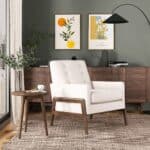 Beige Velvet Mid-Century Modern Solid Wood Lounge Chair 14 Beige Velvet Mid-Century Modern Solid Wood Lounge Chair