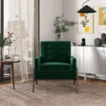 Green Velvet Mid-Century Modern Lounge Chair Solid Wood Frame 9 Green Velvet Mid-Century Modern Lounge Chair Solid Wood Frame