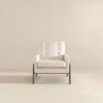 Beige Velvet Mid-Century Modern Solid Wood Lounge Chair 10 Beige Velvet Mid-Century Modern Solid Wood Lounge Chair