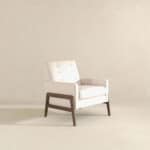 Beige Velvet Mid-Century Modern Solid Wood Lounge Chair 11 Beige Velvet Mid-Century Modern Solid Wood Lounge Chair