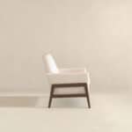 Beige Velvet Mid-Century Modern Solid Wood Lounge Chair 12 Beige Velvet Mid-Century Modern Solid Wood Lounge Chair
