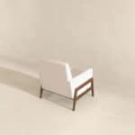 Beige Velvet Mid-Century Modern Solid Wood Lounge Chair 13 Beige Velvet Mid-Century Modern Solid Wood Lounge Chair