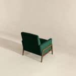 Green Velvet Mid-Century Modern Lounge Chair Solid Wood Frame 13 Green Velvet Mid-Century Modern Lounge Chair Solid Wood Frame