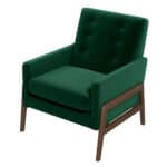 Green Velvet Mid-Century Modern Lounge Chair Solid Wood Frame 16 Green Velvet Mid-Century Modern Lounge Chair Solid Wood Frame