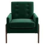 Green Velvet Mid-Century Modern Lounge Chair Solid Wood Frame 15 Green Velvet Mid-Century Modern Lounge Chair Solid Wood Frame