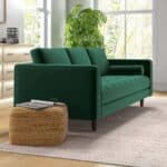 Tufted Green Linen Sofa With Solid Wood Frame