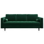 Tufted Green Linen Sofa With Solid Wood Frame