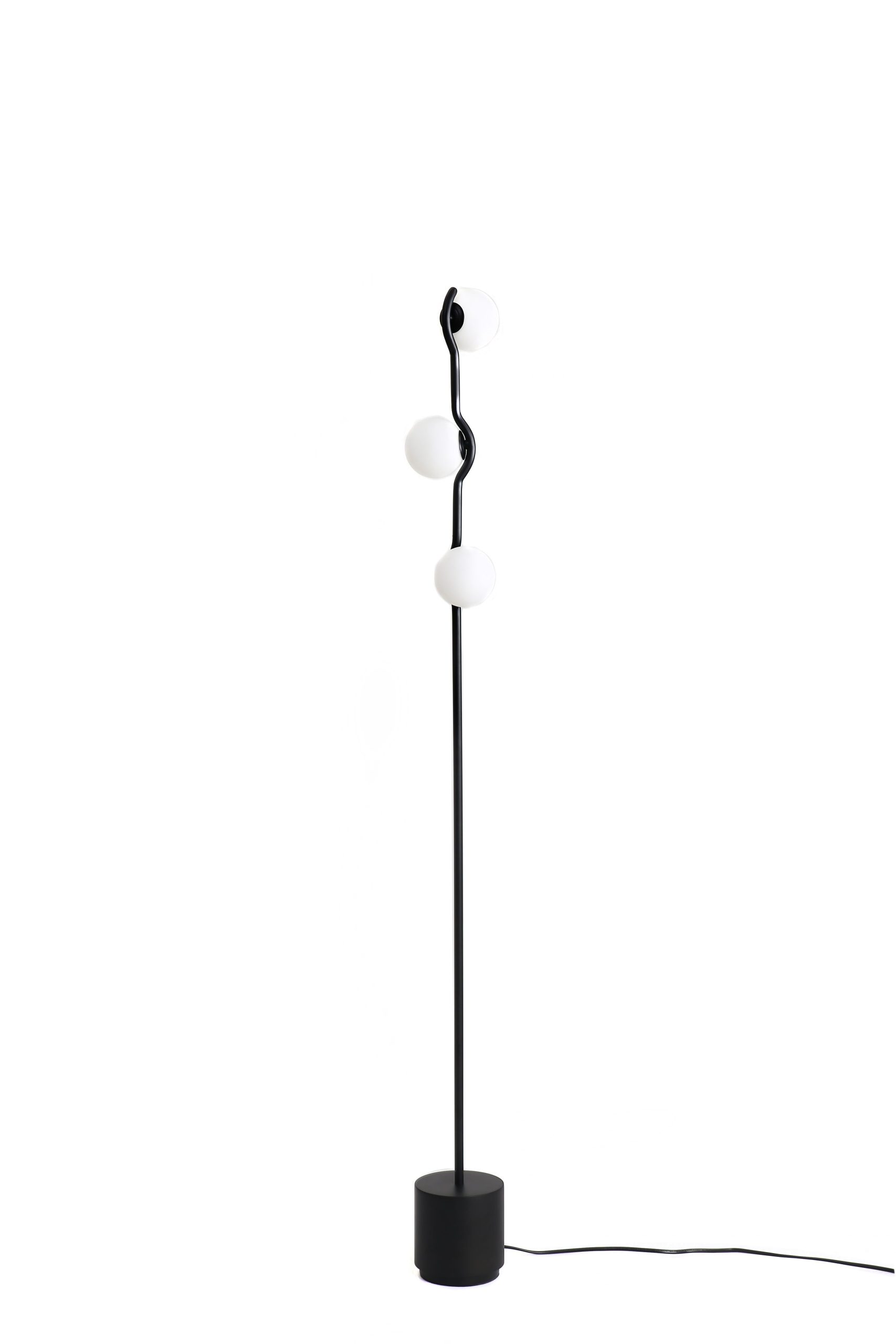 pluto black glass black frame modern floor lamp