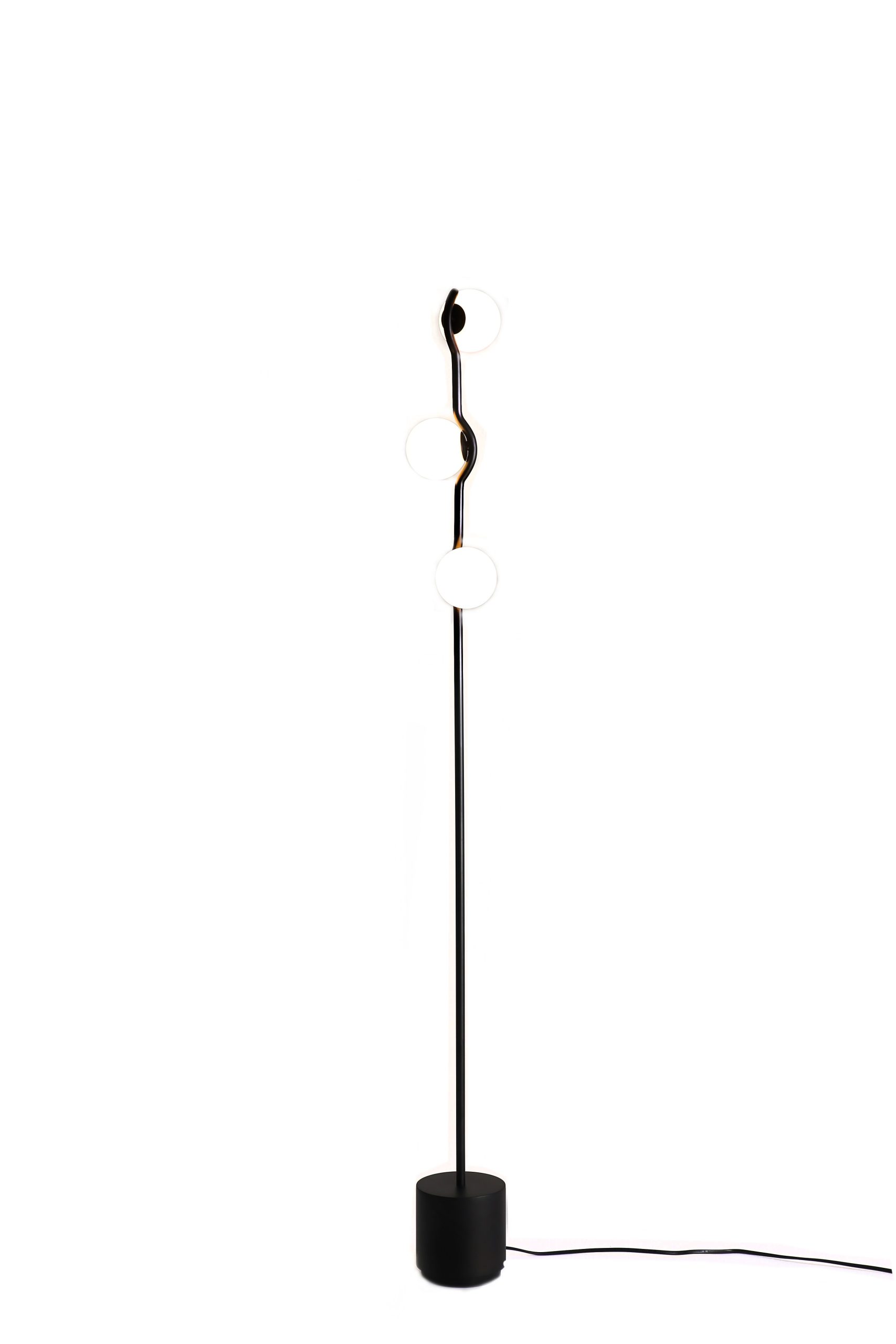pluto black glass black frame modern floor lamp
