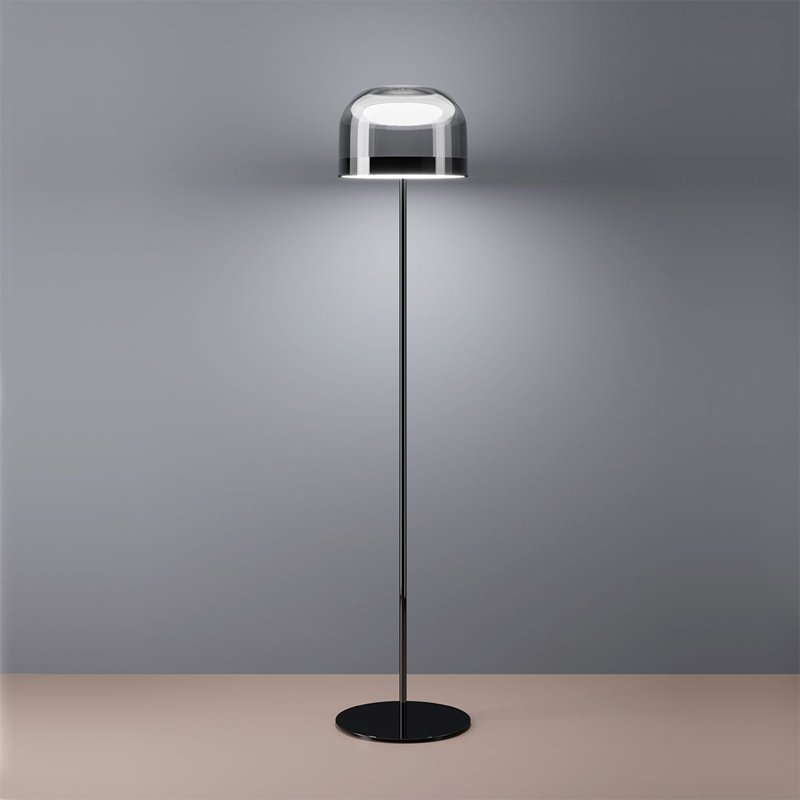 shine smoke glass floor lamp black frame