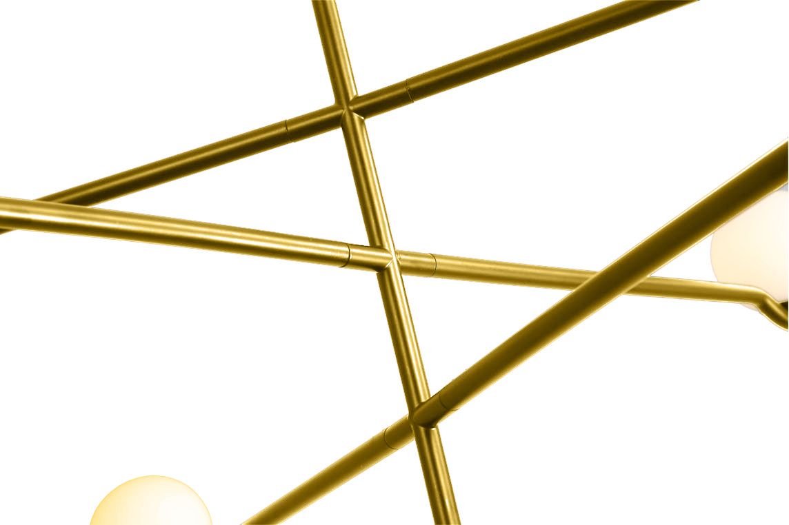 nebula brass 3-arm pendant lamp with white glass
