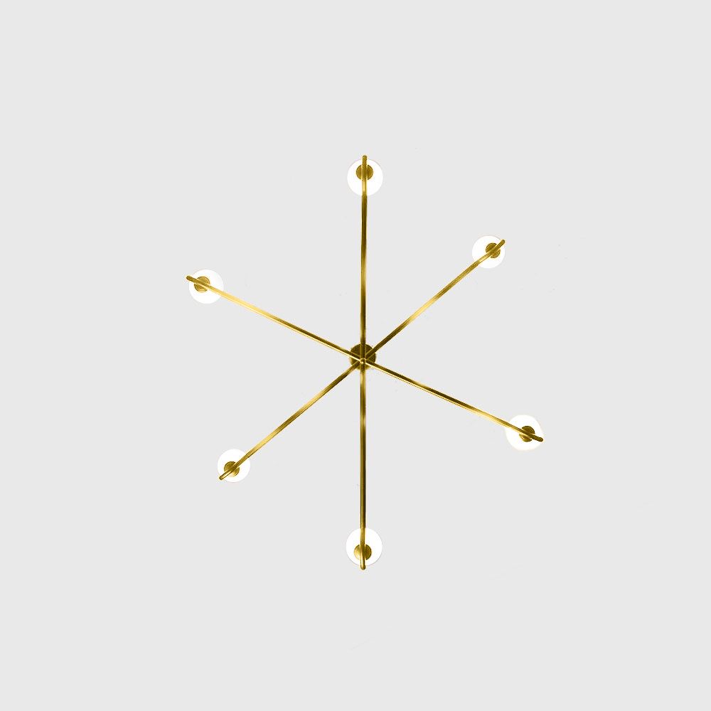 nebula brass 3-arm pendant lamp with white glass