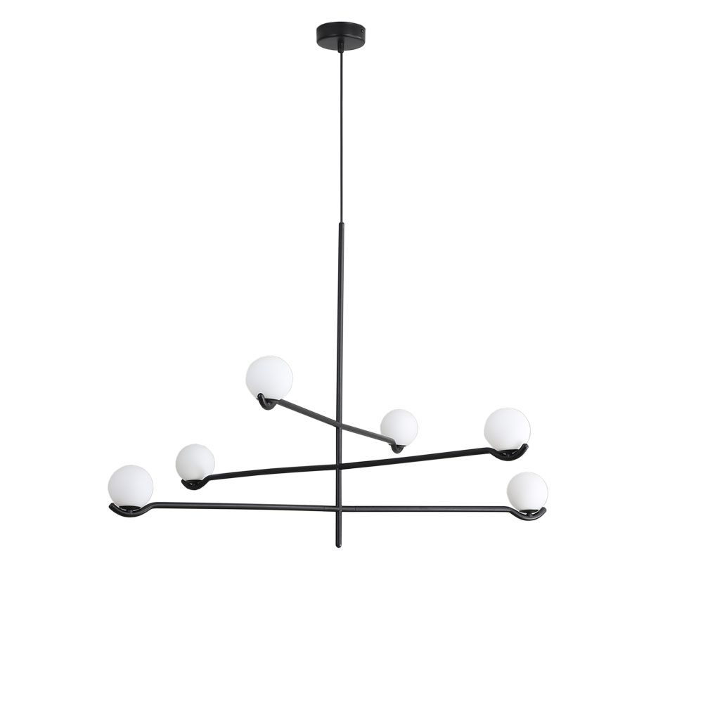 nebula black 3-arm pendant lamp with white glass