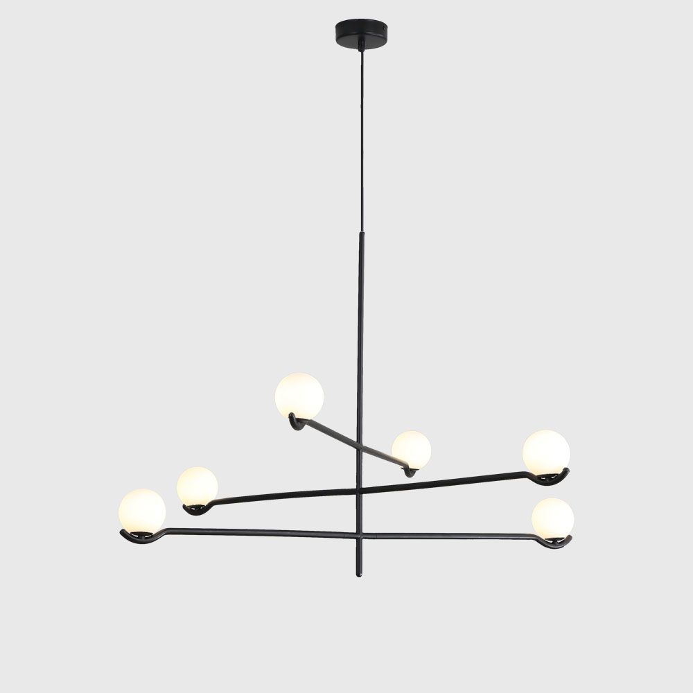 nebula black 3-arm pendant lamp with white glass